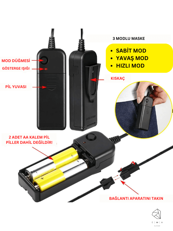 Neon Led Işıklı Parti Maskesi