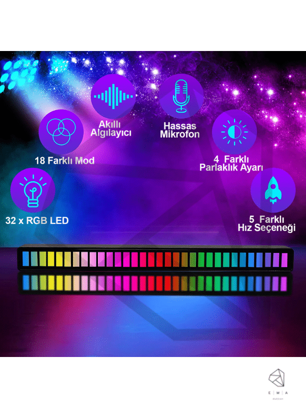 Sese Duyarlı Rgb Ritim Işığı 6